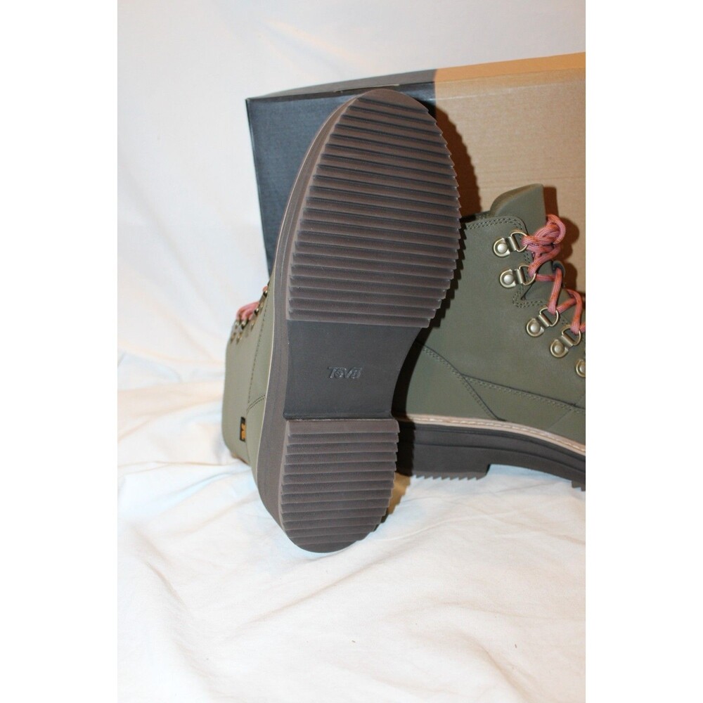 Teva Women's Leather Midform Combat Lace Up Boots Dark Olive NEW SZ 9 - Picture 6 of 6